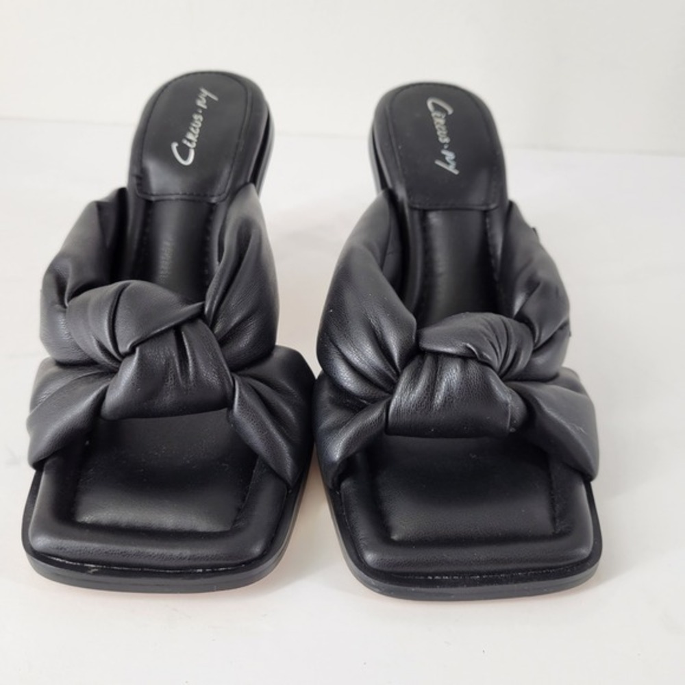 Sam Edelman Circus NY Black‎ Square Toe Knot Heeled Mules Sandals Slip On Sz 6 - Picture 3 of 8